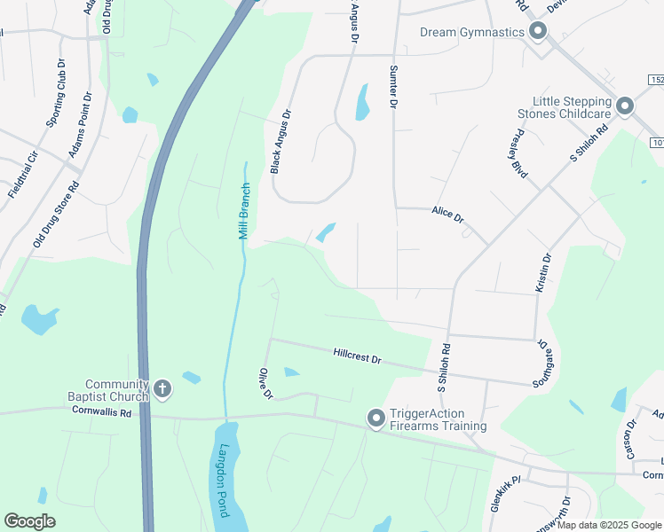 map of restaurants, bars, coffee shops, grocery stores, and more near 152 Rynal Drive in Garner