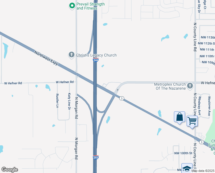 map of restaurants, bars, coffee shops, grocery stores, and more near 9933 Northwest Expressway in Yukon