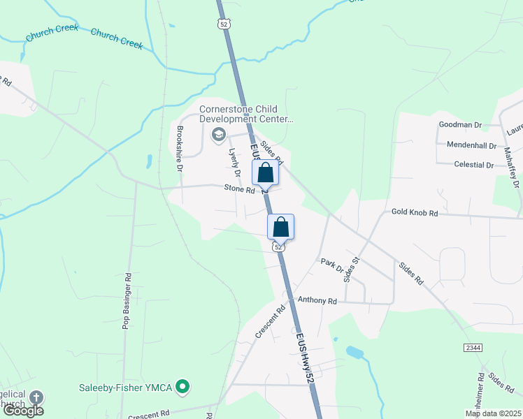 map of restaurants, bars, coffee shops, grocery stores, and more near 7540 U.S. 52 in Salisbury
