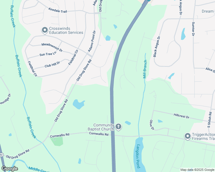 map of restaurants, bars, coffee shops, grocery stores, and more near 124 Gower Circle in Garner