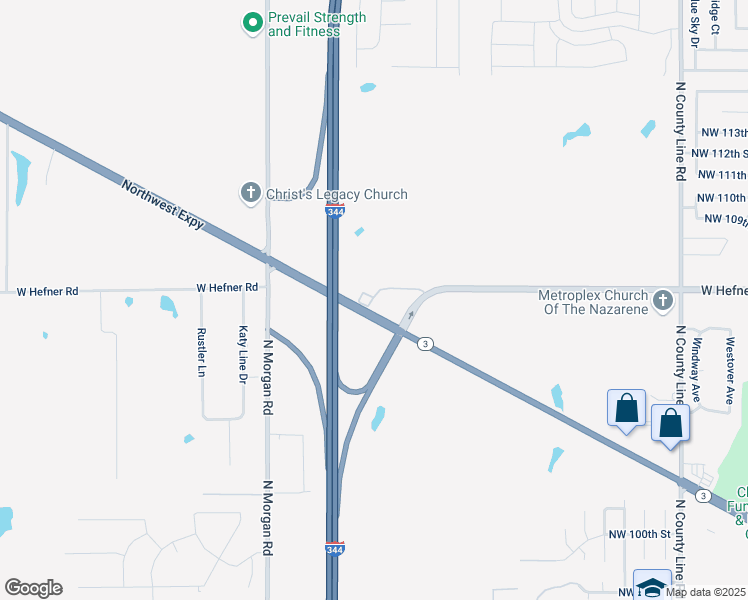 map of restaurants, bars, coffee shops, grocery stores, and more near 9933 Northwest Expressway in Yukon