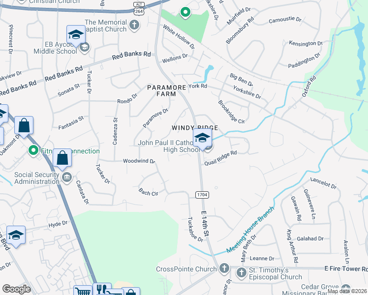 map of restaurants, bars, coffee shops, grocery stores, and more near 1698 Scarborough Road in Greenville