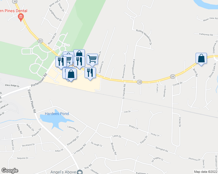 map of restaurants, bars, coffee shops, grocery stores, and more near 4640 East 10th Street in Greenville