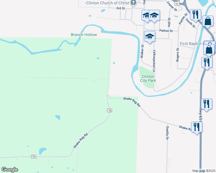 map of restaurants, bars, coffee shops, grocery stores, and more near McKnight Lane in Clinton