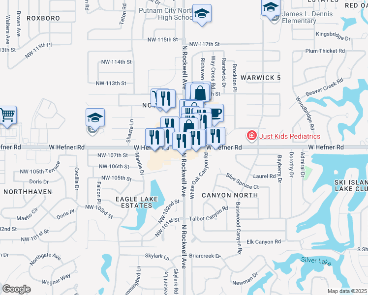 map of restaurants, bars, coffee shops, grocery stores, and more near in Oklahoma City