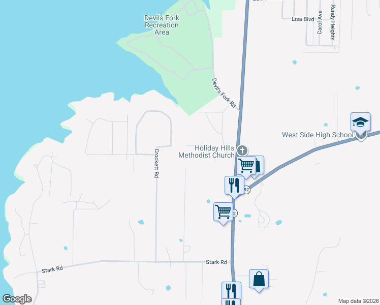 map of restaurants, bars, coffee shops, grocery stores, and more near in Greers Ferry