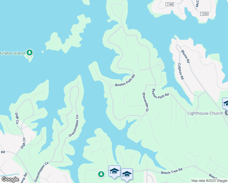 map of restaurants, bars, coffee shops, grocery stores, and more near 627 Beaten Path Road in Mooresville