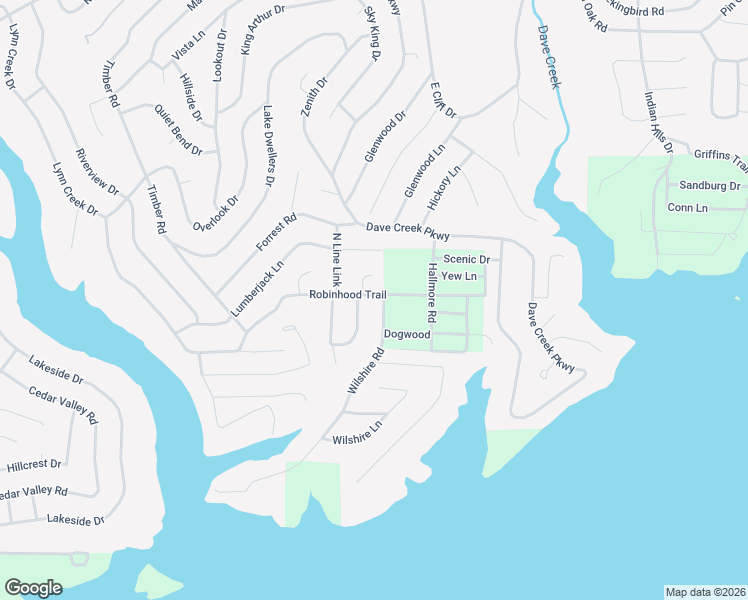 map of restaurants, bars, coffee shops, grocery stores, and more near 203 Robinhood Trail in Fairfield Bay