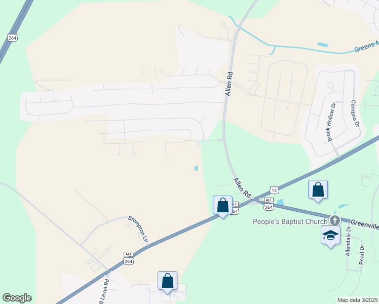 map of restaurants, bars, coffee shops, grocery stores, and more near 2200 Sweet Bay Drive. in Greenville