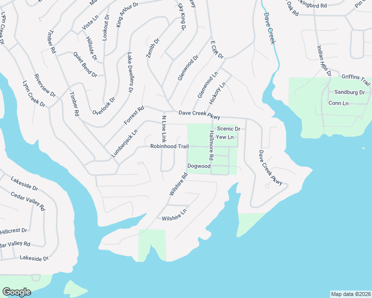 map of restaurants, bars, coffee shops, grocery stores, and more near 203 Robinhood Trail in Fairfield Bay