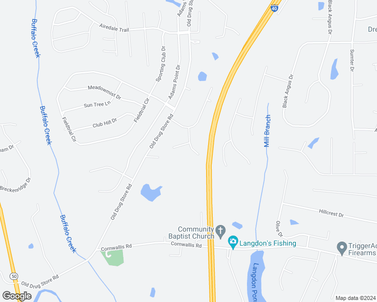 map of restaurants, bars, coffee shops, grocery stores, and more near 118 Gower Circle in Garner