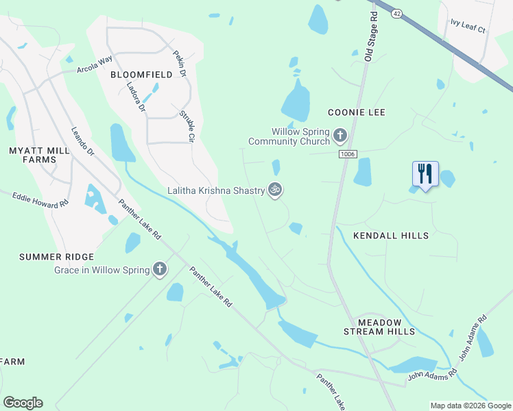 map of restaurants, bars, coffee shops, grocery stores, and more near 1501 Willow Landing Way in Wake County