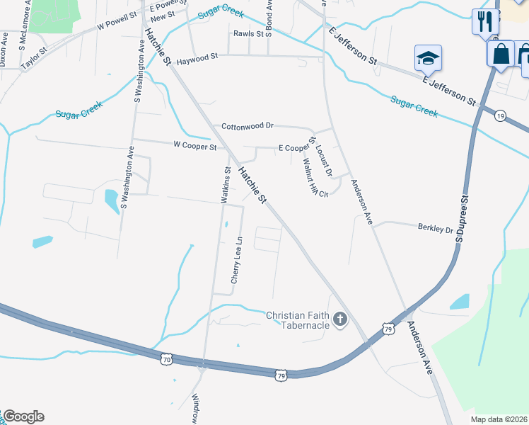 map of restaurants, bars, coffee shops, grocery stores, and more near 28 Channing Loop in Brownsville