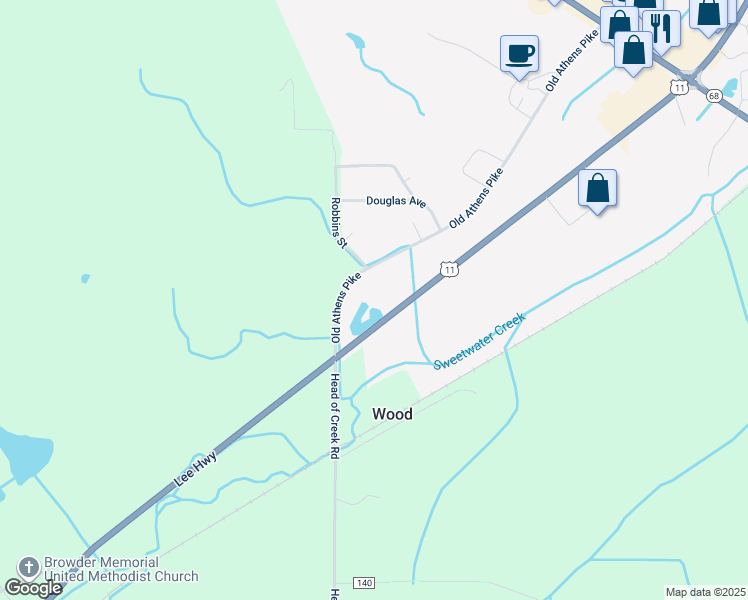map of restaurants, bars, coffee shops, grocery stores, and more near 978 U.S. 11 in Sweetwater