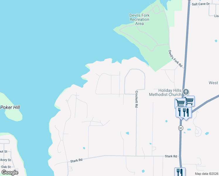 map of restaurants, bars, coffee shops, grocery stores, and more near 55 Sylvan Drive in Greers Ferry