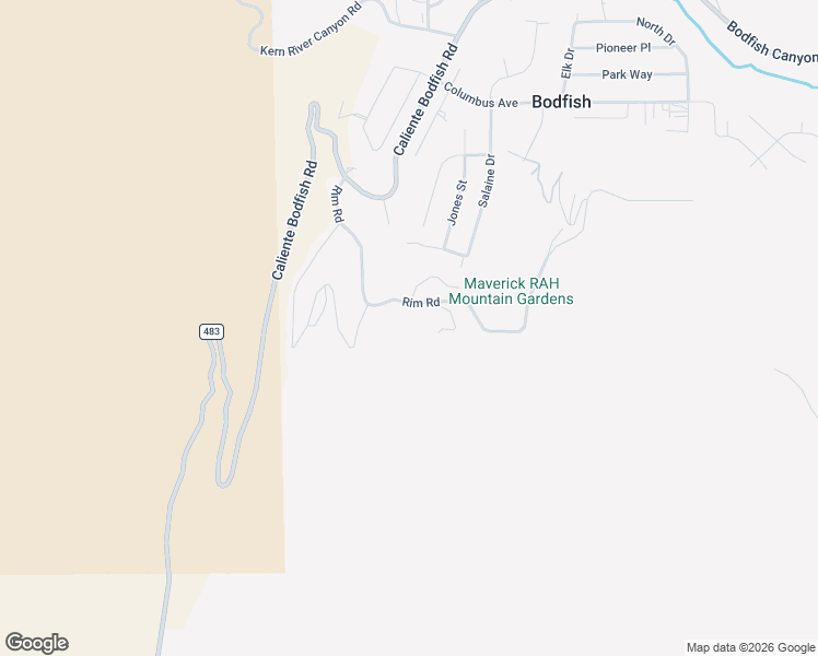 map of restaurants, bars, coffee shops, grocery stores, and more near 431 Rim Road in Bodfish