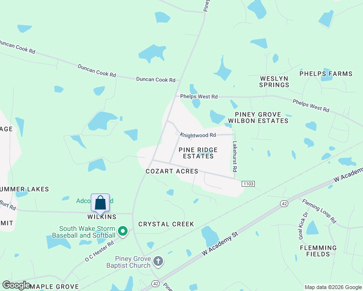 map of restaurants, bars, coffee shops, grocery stores, and more near 605 Lombardy Road in Fuquay-Varina