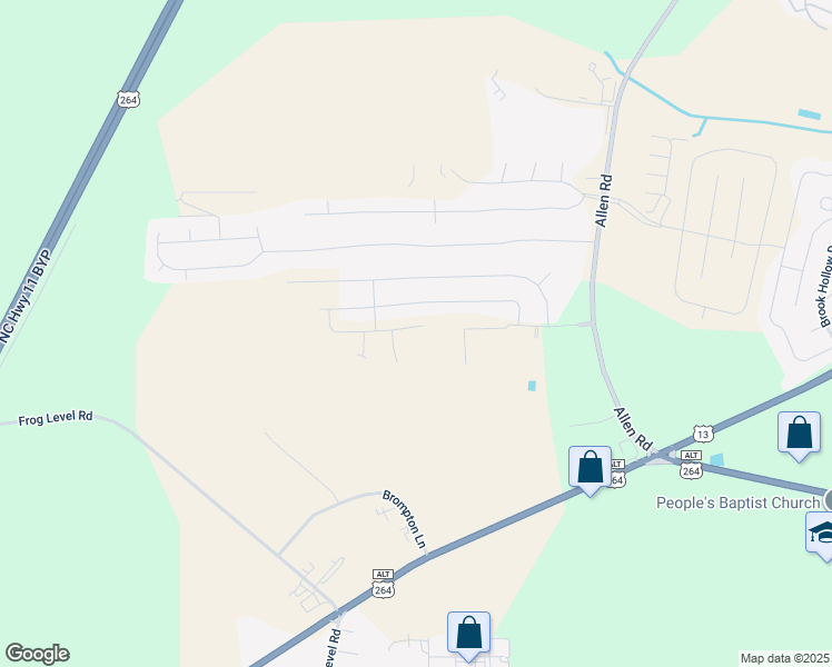 map of restaurants, bars, coffee shops, grocery stores, and more near 2241 Sweet Bay Drive. in Greenville