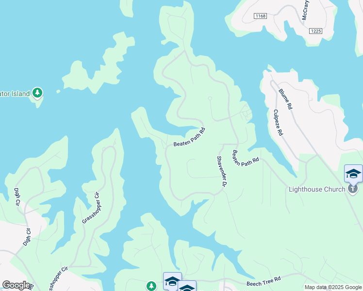 map of restaurants, bars, coffee shops, grocery stores, and more near 601 Beaten Path Rd in Mooresville