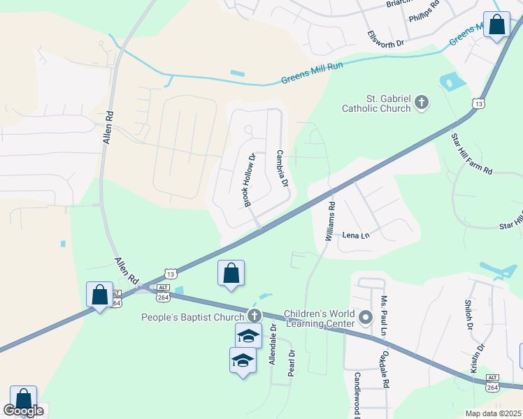 map of restaurants, bars, coffee shops, grocery stores, and more near 2055 Cambria Drive in Greenville