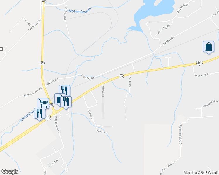 map of restaurants, bars, coffee shops, grocery stores, and more near 1735 U.S. 411 in Vonore