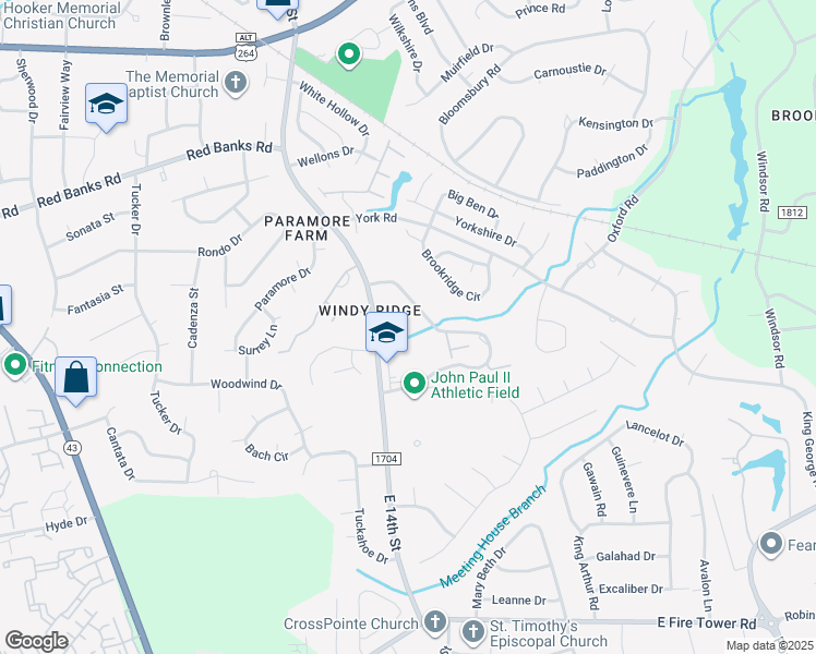 map of restaurants, bars, coffee shops, grocery stores, and more near 1875 Quail Ridge Road in Greenville