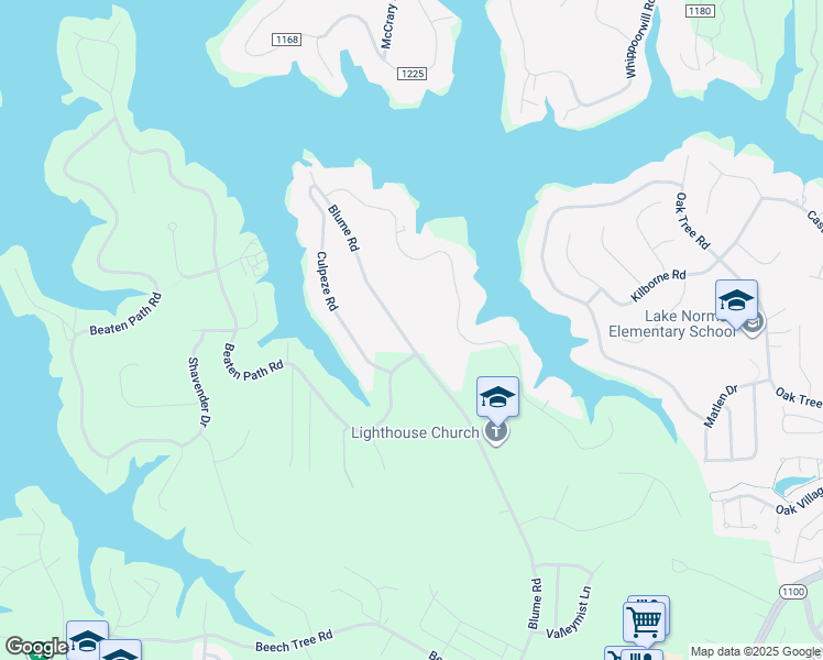 map of restaurants, bars, coffee shops, grocery stores, and more near 320 Blume Road in Mooresville