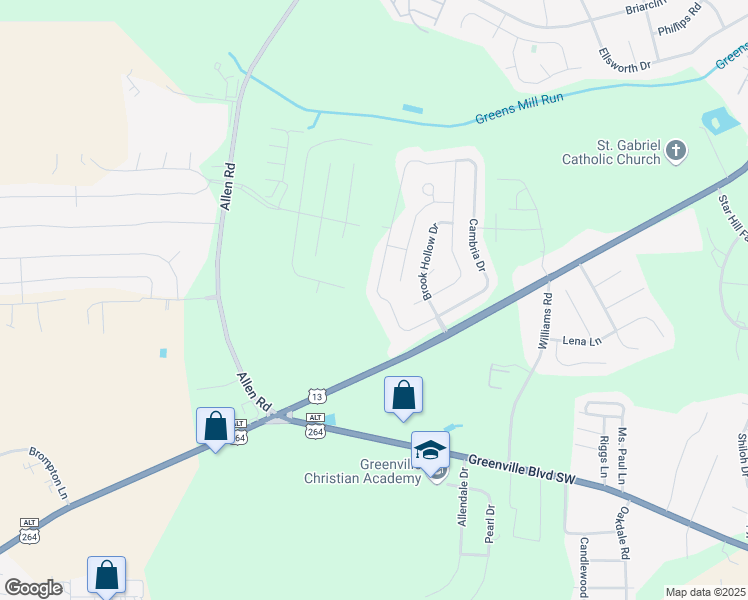 map of restaurants, bars, coffee shops, grocery stores, and more near 1656 Cambria Drive in Greenville