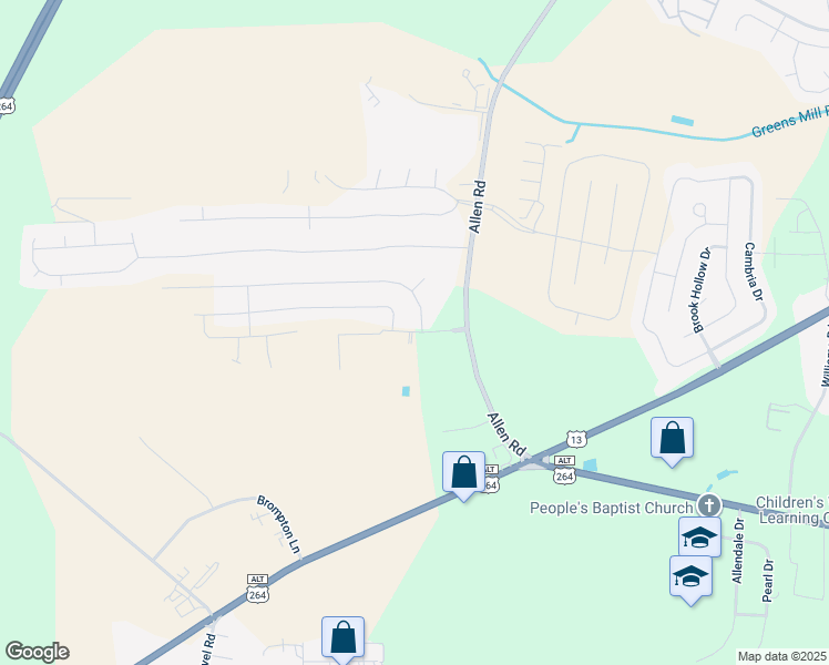 map of restaurants, bars, coffee shops, grocery stores, and more near 2203 Great Laurel Court in Greenville