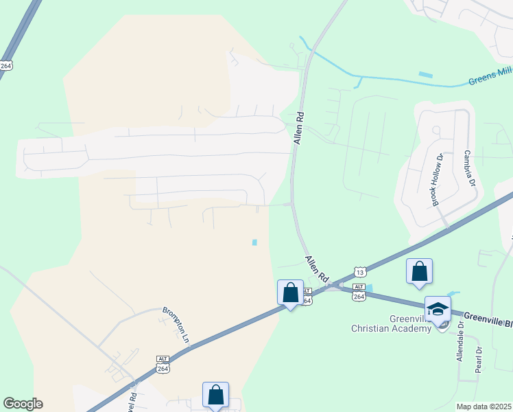 map of restaurants, bars, coffee shops, grocery stores, and more near 2203 Great Laurel Court in Greenville