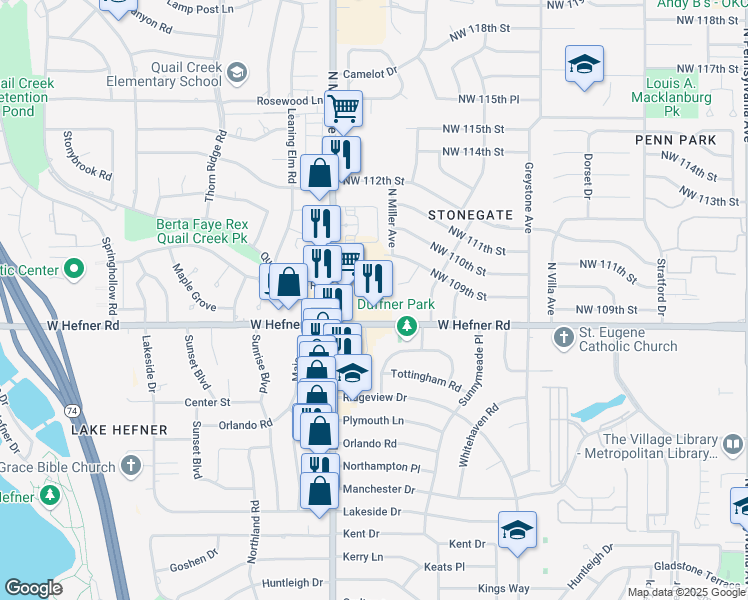 map of restaurants, bars, coffee shops, grocery stores, and more near 10908 N May Ave in Oklahoma City