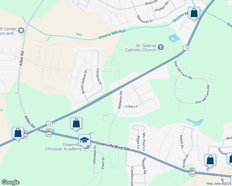 map of restaurants, bars, coffee shops, grocery stores, and more near 3541 Dickinson Avenue in Greenville