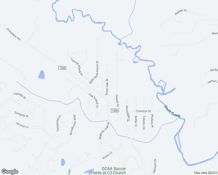 map of restaurants, bars, coffee shops, grocery stores, and more near 94 Great Oak Drive in Garner