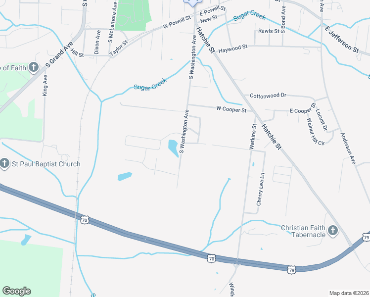 map of restaurants, bars, coffee shops, grocery stores, and more near 1119 South Washington Avenue in Brownsville