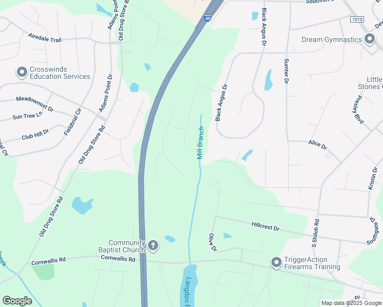 map of restaurants, bars, coffee shops, grocery stores, and more near 305 Shadowbark Drive in Garner