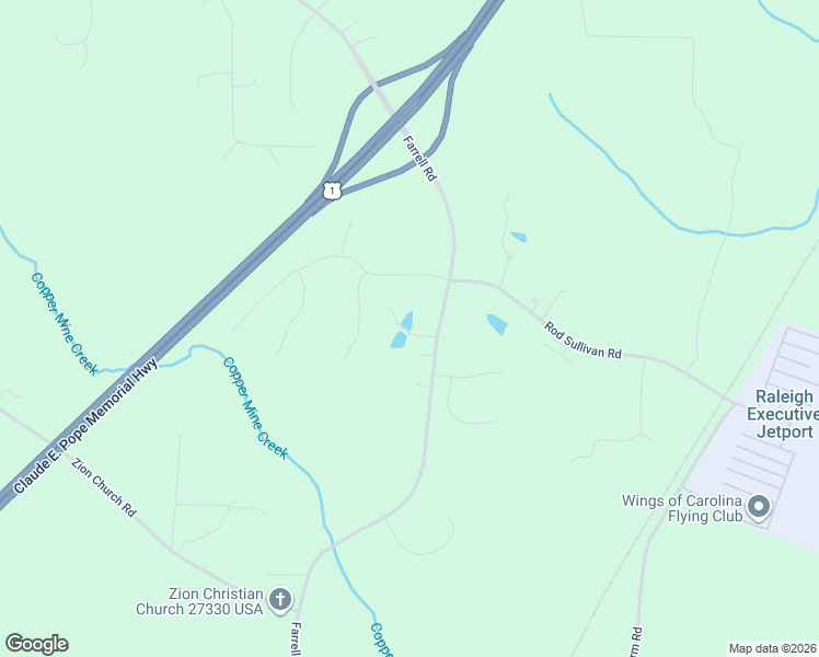 map of restaurants, bars, coffee shops, grocery stores, and more near 3689 Farrell Road in Sanford