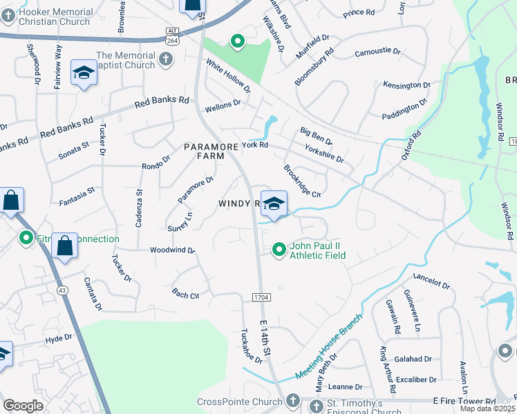 map of restaurants, bars, coffee shops, grocery stores, and more near 1866 Quail Ridge Road in Greenville