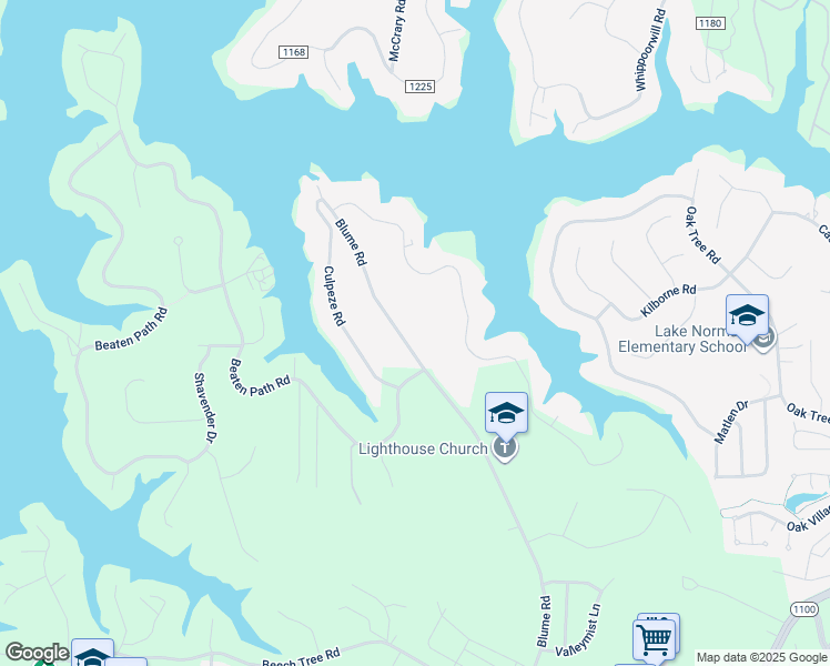 map of restaurants, bars, coffee shops, grocery stores, and more near 320 Blume Road in Mooresville