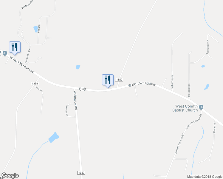 map of restaurants, bars, coffee shops, grocery stores, and more near 9140 Highway 152 in Mooresville