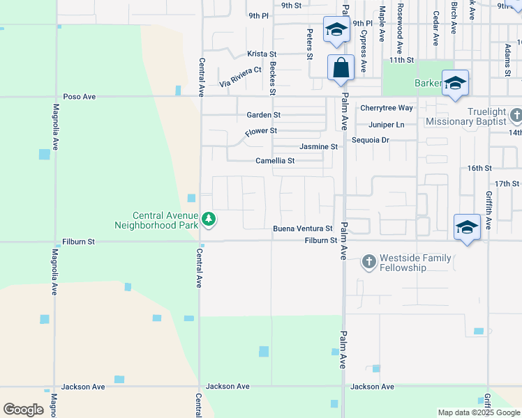 map of restaurants, bars, coffee shops, grocery stores, and more near 1877 Laguna Niguel Avenue in Wasco