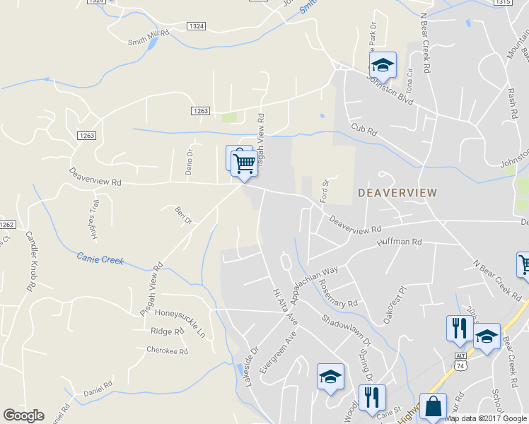 map of restaurants, bars, coffee shops, grocery stores, and more near 331 Hi Alta Avenue in Asheville
