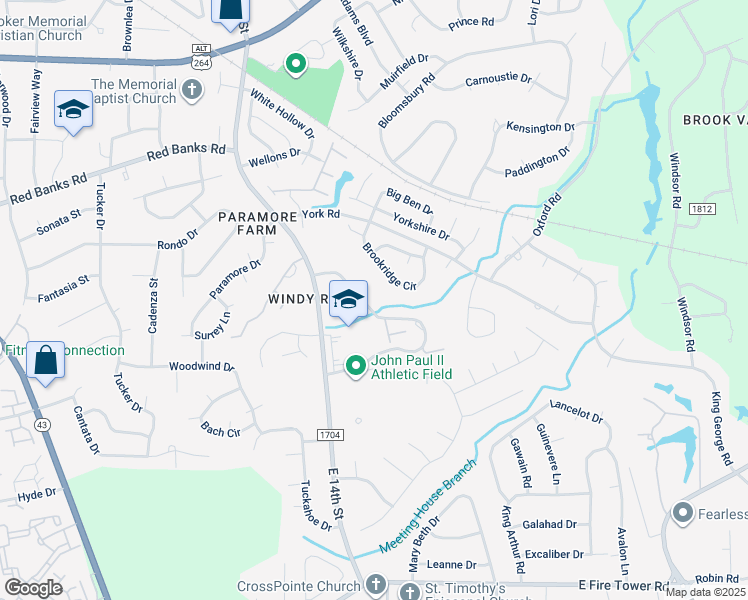 map of restaurants, bars, coffee shops, grocery stores, and more near 1875 Quail Ridge Road in Greenville