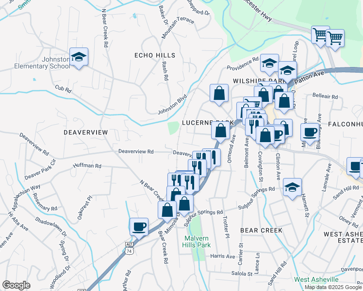 map of restaurants, bars, coffee shops, grocery stores, and more near 26 Rodgers Place in Asheville