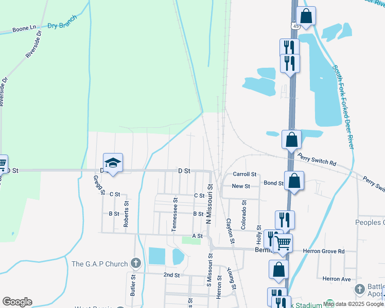 map of restaurants, bars, coffee shops, grocery stores, and more near 32 North Avenue in Jackson