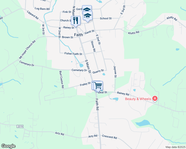 map of restaurants, bars, coffee shops, grocery stores, and more near 300 South Main Street in Salisbury