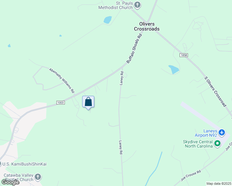 map of restaurants, bars, coffee shops, grocery stores, and more near 3967 Laney Road in Maiden