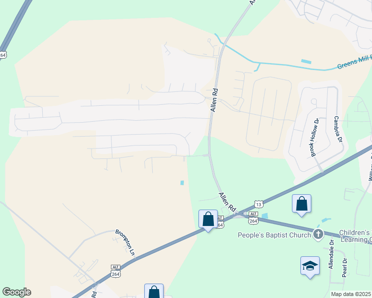map of restaurants, bars, coffee shops, grocery stores, and more near 2203 Great Laurel Court in Greenville