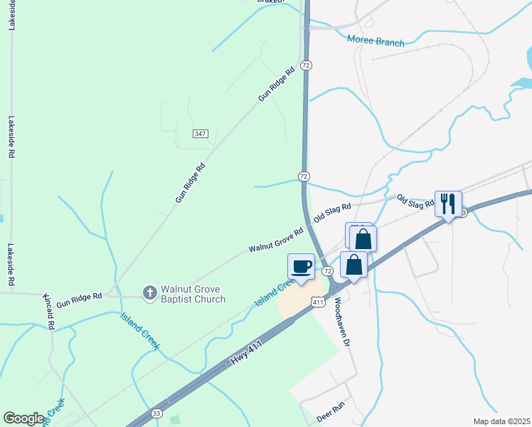 map of restaurants, bars, coffee shops, grocery stores, and more near 106 Walnut Grove Road in Vonore