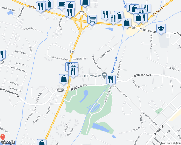 map of restaurants, bars, coffee shops, grocery stores, and more near 160 Stone Ridge Lane in Mooresville