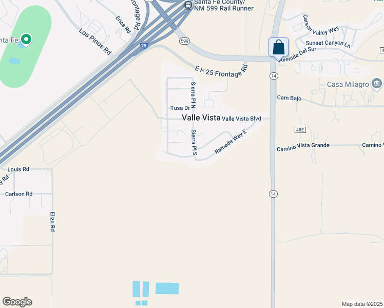 map of restaurants, bars, coffee shops, grocery stores, and more near 21 Sierra Place South in Santa Fe